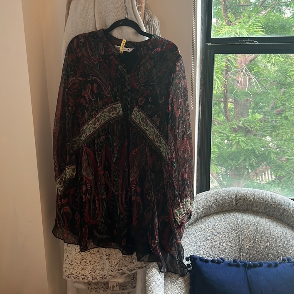 Zara patterned long sleeve mini dress